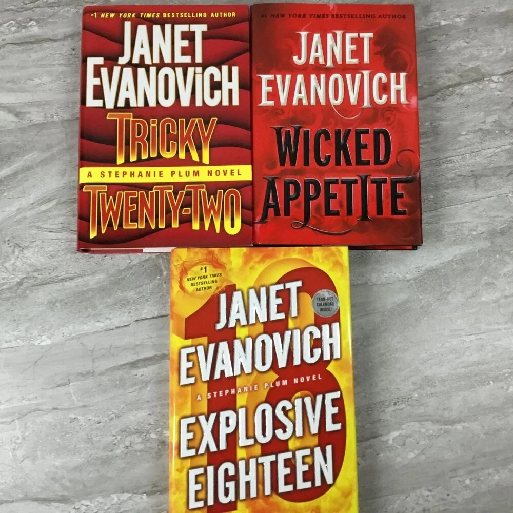 3 Janet Evanovich Hardcover Books Wicked Appetite Explosive Eighteen Tricky 22